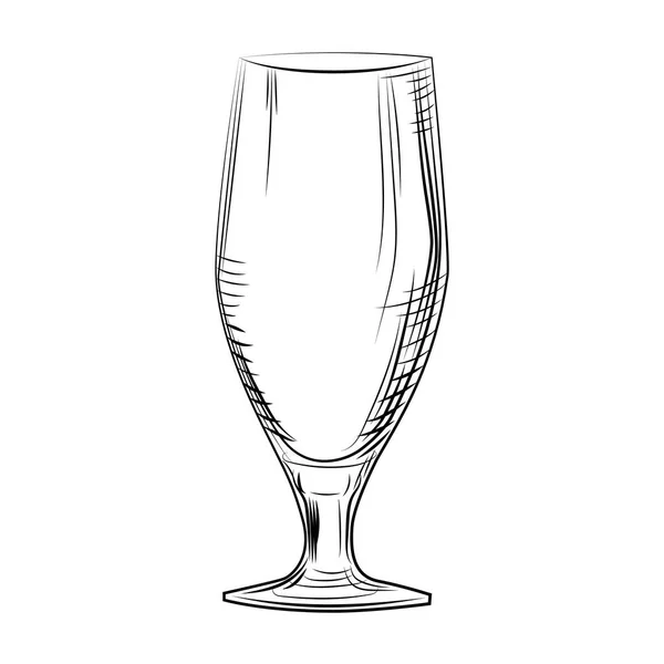 Hand drawn woman beer glass. Engraving style. illustration isolated — Stock Vector