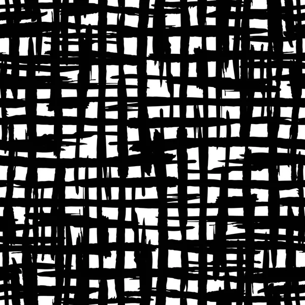 매끄러운 패턴의 예술적인 브러쉬 스트라이프. 손으로 그린 블랙 잉크 스트라이프 — 스톡 벡터