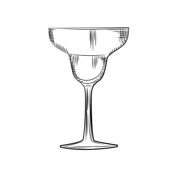 Croquis en verre de margarita dessiné à la main. Style gravure. illustration isolée — Image vectorielle