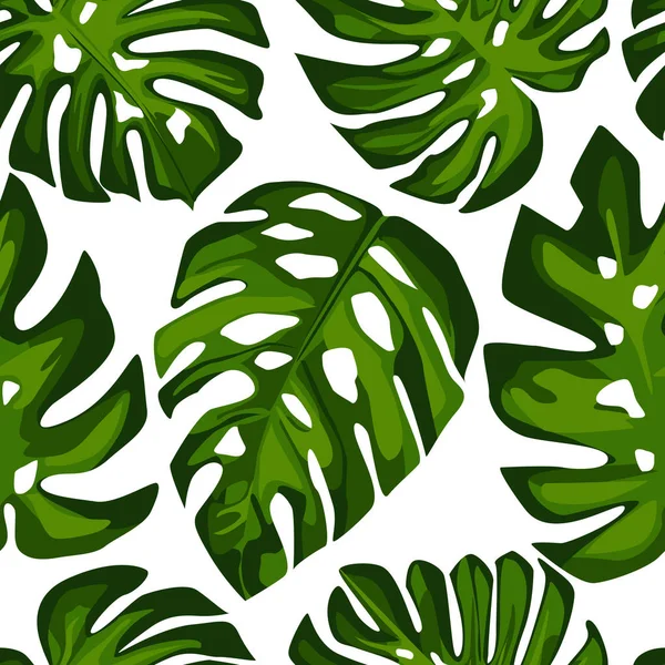 Exotische tropische Monstera verlaat naadloze patroon. Tropisch patroon — Stockvector