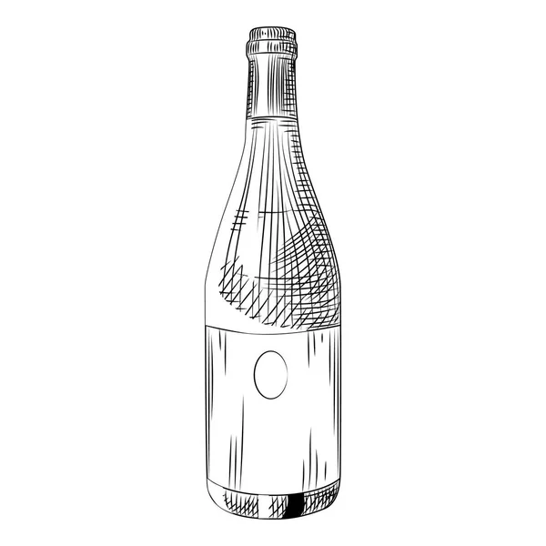 Hand drawn wine bottle. Isolated objects on white background. — Stock Vector