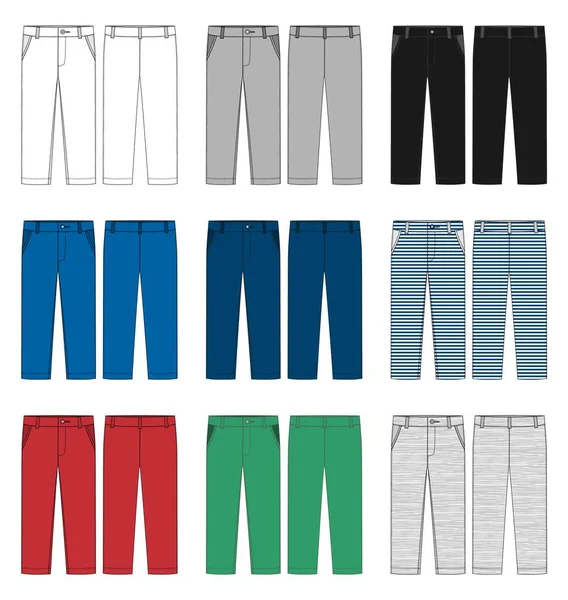 Conjunto de plantilla de diseño de pantalones para niños. Pantalones masculinos . — Vector de stock