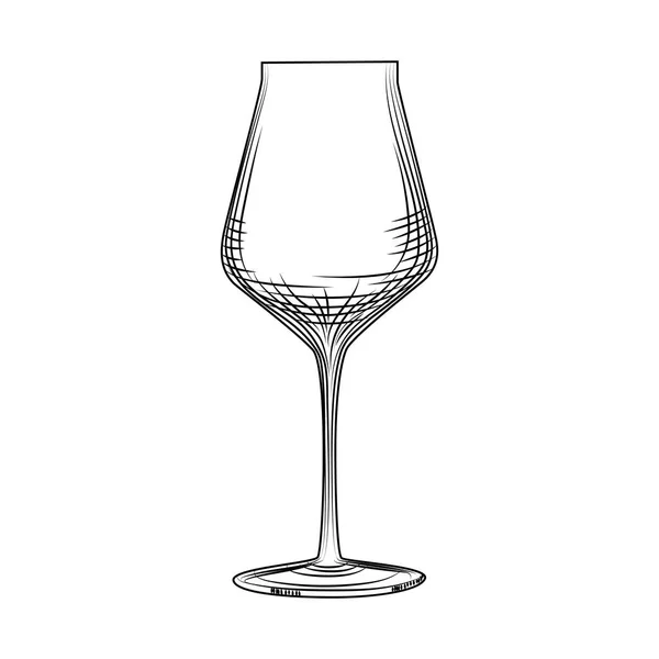 Freihändige klassische leere Weinglasskizze. Gravurstil. — Stockvektor