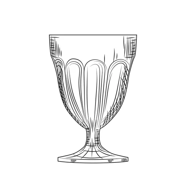 Prázdný nákres skleněného vína. Rylování. ilustrace izolované — Stockový vektor