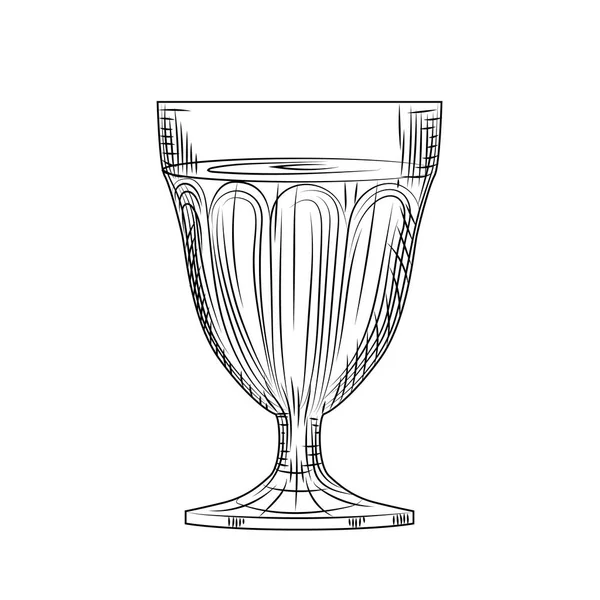 Kompletní nákres skleněného vína. Rylování. ilustrace izolované — Stockový vektor