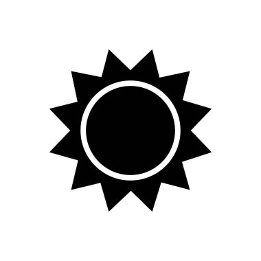 Güneş glyph simgesi. Yalıtılmış düz vektör sembolü çizimi
