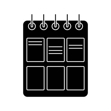 Beyaz arka planda izole edilmiş glyph spiral dizüstü bilgisayar. Okul defteri.