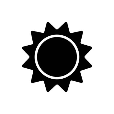 Güneş glyph simgesi. Yalıtılmış düz vektör sembolü çizimi