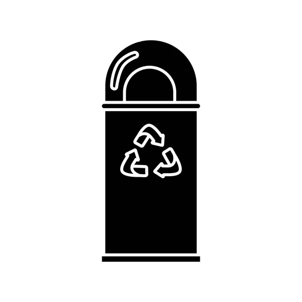 Icona del glifo del cestino. Le frecce riciclano il simbolo eco. Semplice illustrazione grafica vettoriale isolata — Vettoriale Stock