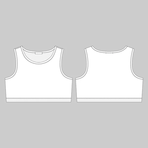 Technical sketch girl sports bra isolated on gray background. — Stock Vector