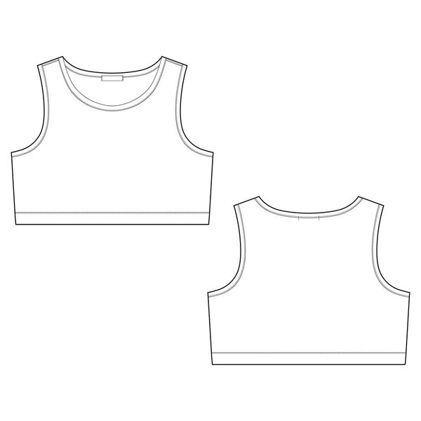 Technical sketch girl sports bra isolated on white background.