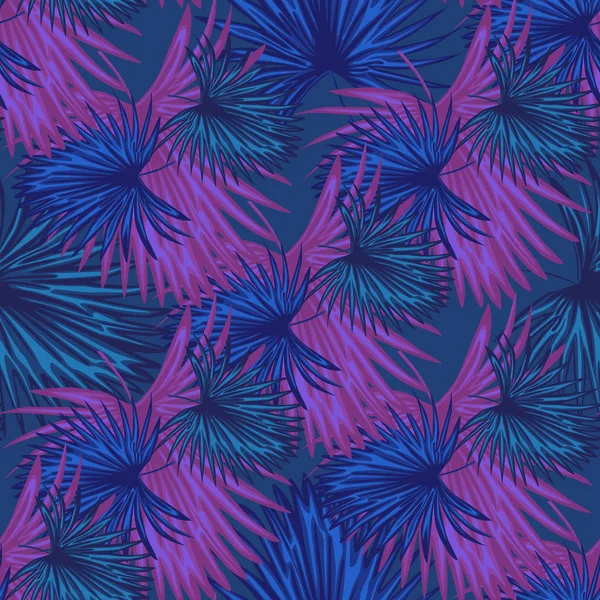 紫色のエキゾチックな植物シームレスなパターン。抽象的な植物の背景. — ストックベクタ