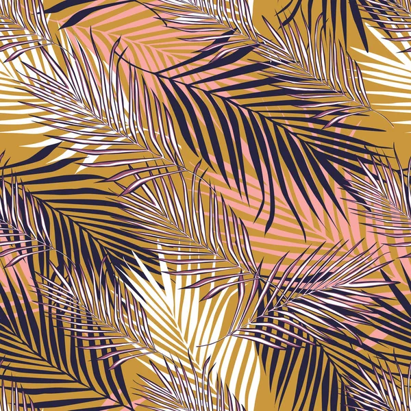 Modèle abstrait de plante exotique sans couture. Modèle de feuilles de palmier tropical . — Image vectorielle