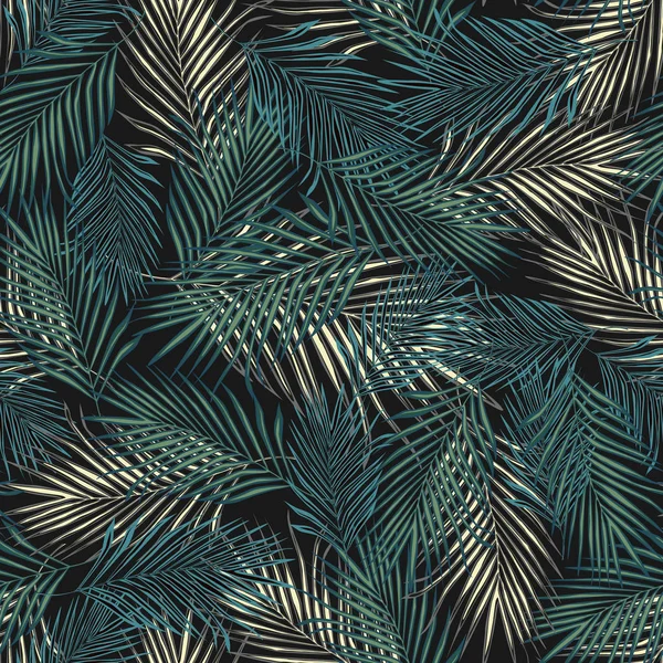 Abstrakte exotische Pflanze nahtlose Muster. tropische Palmblätter Muster, Vektorbotanischer Hintergrund. — Stockvektor