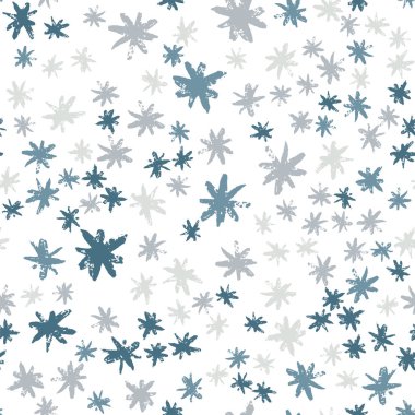 El çizilmiş kış kar taneleri dikişsiz desen illüstrasyon.