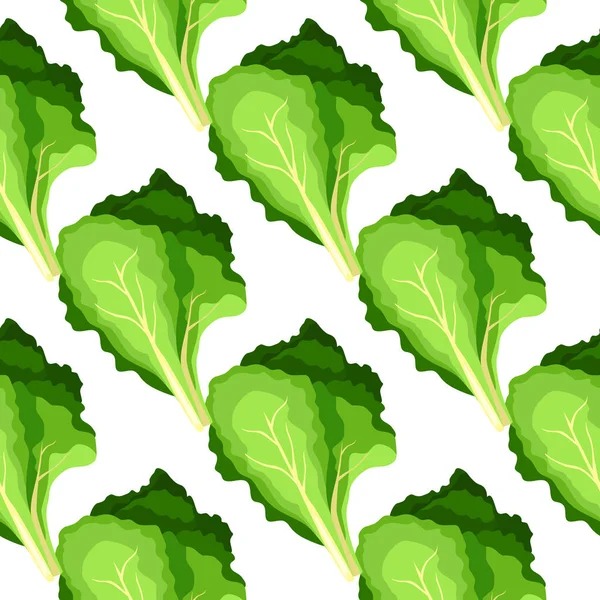 신선한 녹색 샐러드 식물 원활한 패턴. 자연 유기농 야채 잎 배경. — 스톡 벡터