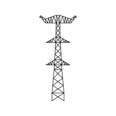 Yüksek voltajlı elektrik direci. Güç hattı sembolü. Elektrik güç hattı kule simgesi.