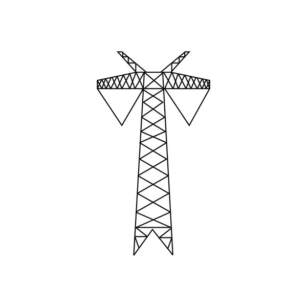 Pilón eléctrico de alto voltaje. Línea de alimentación símbolo diseño plano . — Vector de stock