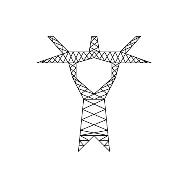 Pilón eléctrico de alto voltaje. Símbolo de línea eléctrica simple . — Vector de stock