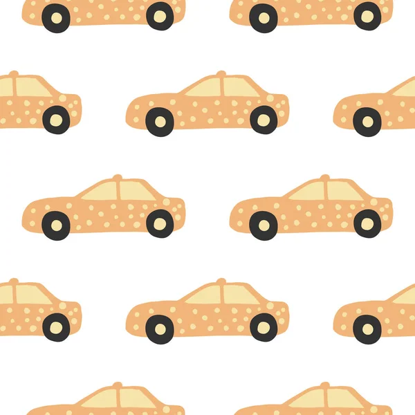 Taxi naadloze patroon. Doodle auto's vector illustratie. — Stockvector