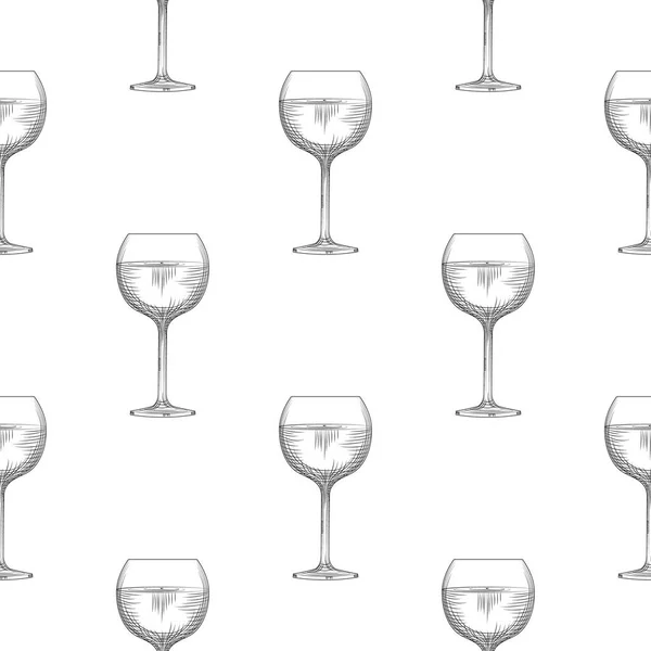 Weingläser nahtloses Muster auf weißem Hintergrund. — Stockvektor