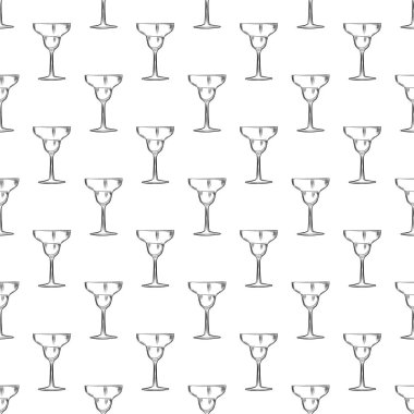 El çizilmiş boş margarita cam kroki dikişsiz desen.