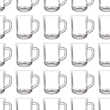 Çay bardağı dikişsiz desen. El çizilmiş cam bardak duvar kağıdı.
