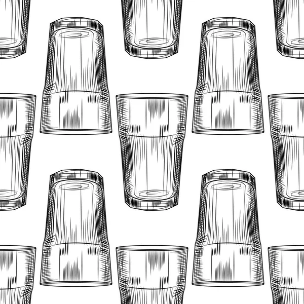 Handritade Highball glas sömlösa mönster. Collin glas bakgrund. — Stock vektor