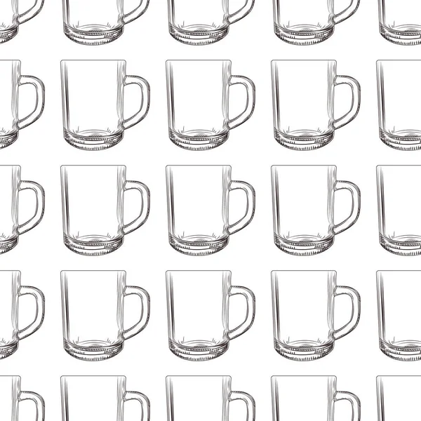 Çay bardağı dikişsiz desen. El çizilmiş cam bardak duvar kağıdı.
