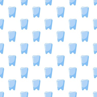 Diş simgesi dikişsiz desen. Mavi diş sembolü arka plan