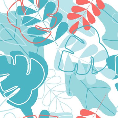 Çağdaş düz tarzda dikişsiz desen bırakır. Soyut yaprak trendy vektör fon.