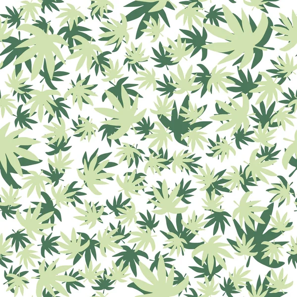 Plano de fundo vetor de folhas planas de maconha. Folhas verdes Padrão sem costura Cannabis . —  Vetores de Stock
