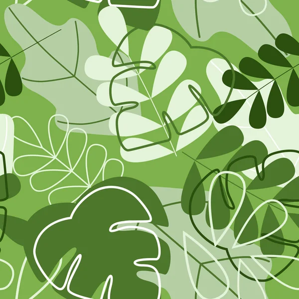 Зелене листя безшовний візерунок у плоскому стилі. Абстрактний трендовий листок Векторний фон . — стоковий вектор