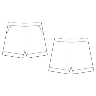 Teknik klasik şort dizayn şablonu beyaz arkaplanda.