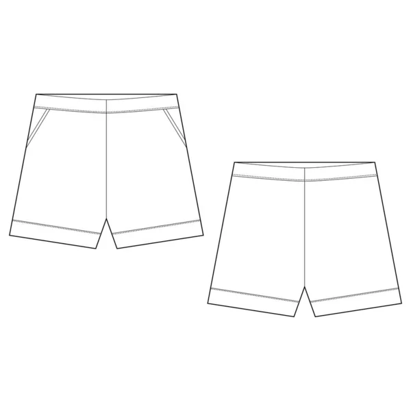 Technical classic shorts pants design template on white background. — Stock vektor