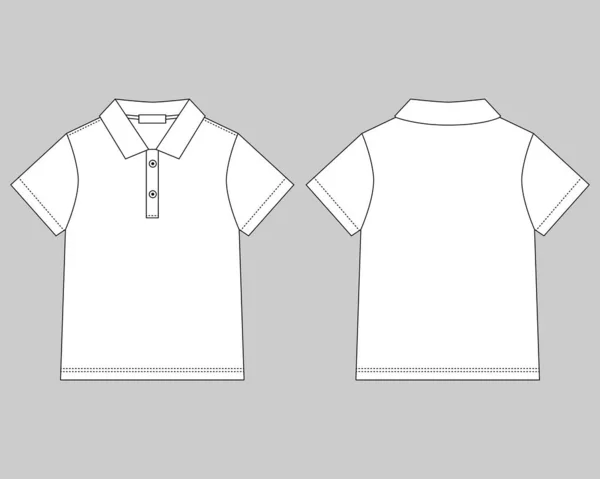 Gri arkaplanda polo tişört tasarımı şablonu. Teknik skeç unisex polo tişörtü.
