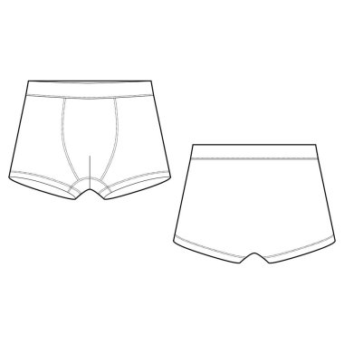 Teknik eskiz boxer şort beyaz arka planda iç çamaşırı.
