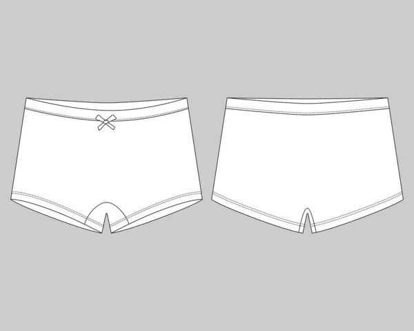 儿童迷你短裤内裤。 女士内裤。 女性白色针织衫. — 图库矢量图片