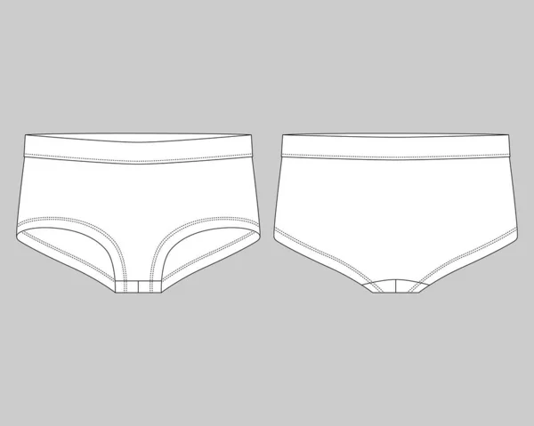 Meiden lingerie ondergoed. Vrouwelijke onderbroek. Vrouwelijke witte onderbroek. — Stockvector