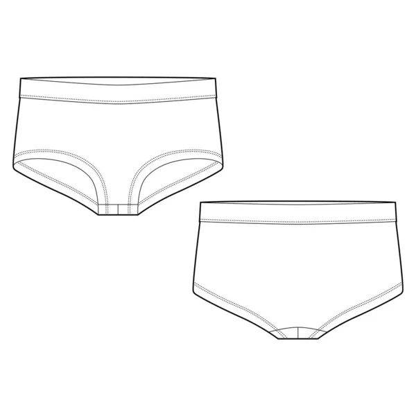 Ropa interior de las niñas. Calzoncillos. Braguitas blancas femeninas . — Vector de stock