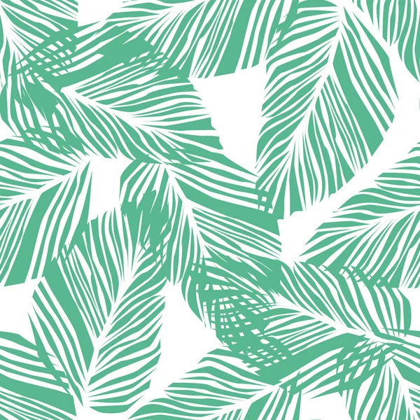 Patrón exótico sin costuras de plantas abstractas sobre fondo blanco. Patrón tropical — Vector de stock