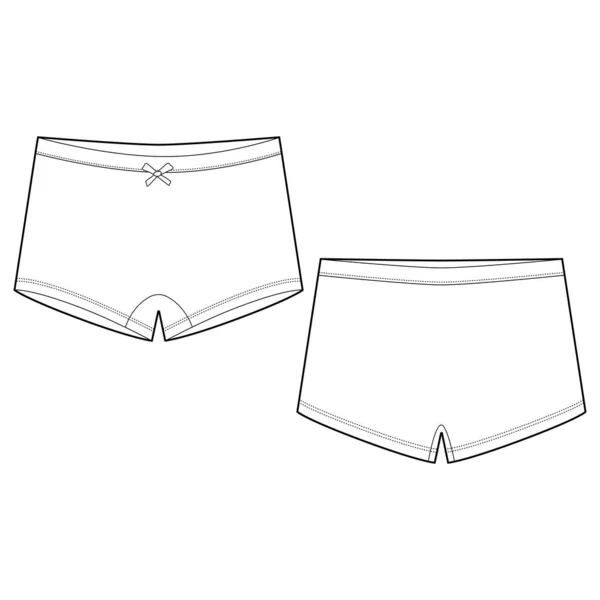 Calzoncillos cortos para niños. Calzoncillos. Braguitas blancas femeninas . — Vector de stock