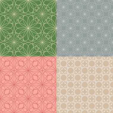 Geometrik şebeke arka planı. Modern, soyut, geometrik, dikişsiz desenler kümesi.