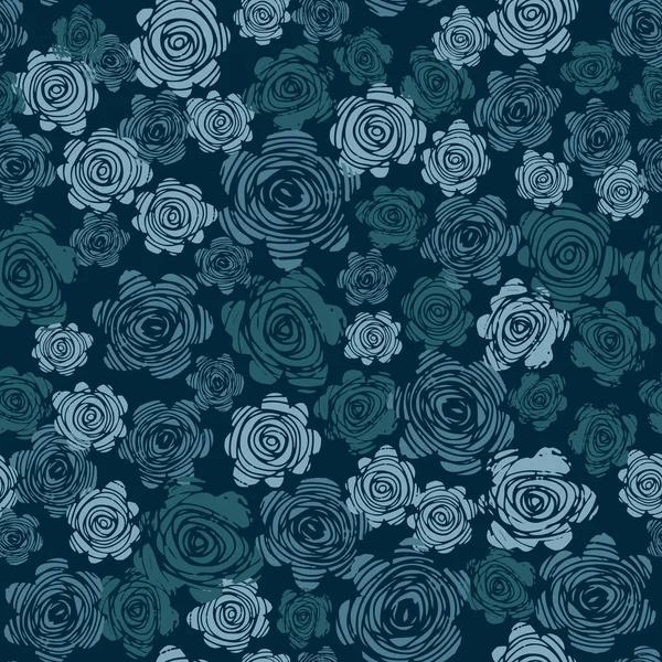 Seamless pattern with roses on black background. — Stock Vector