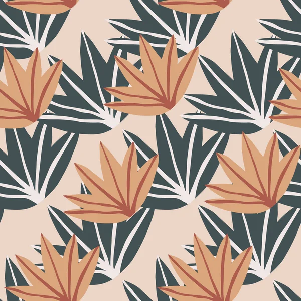 Geometrische Tropische Blätter Mit Nahtlosem Muster Vintage Stil Zeitgenössische Tropische — Stockvektor