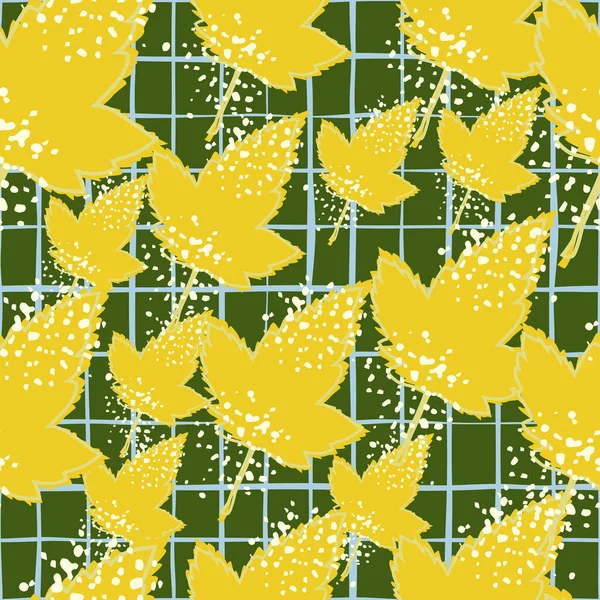Желтый Клен Оставляет Бесшовный Узор Осенние Обои Листьев Декоративный Фон — стоковый вектор