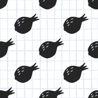 Dekoratif siyah nar arkaplanda dikişsiz desen. Kumaş, tekstil baskısı, mutfak tekstili, ambalaj, kapak tasarımı. Vektör illüstrasyonu