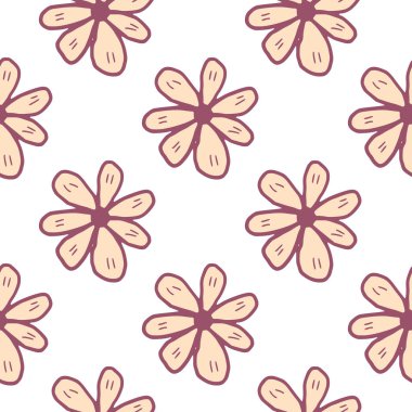 Beyaz arka planda büyük papatya çiçekleri kusursuz desen. Şirin papatyalar çiçekler sonsuz duvar kağıtları. Doodle tarzı. Kumaş tasarımı, tekstil baskısı, ambalaj, kapak tasarımı. Vektör illüstrasyonu