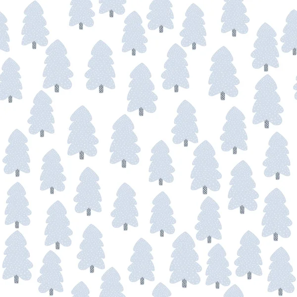 冬季松树在白色背景上的无缝花纹 圣诞假期森林壁纸的涂鸦风格 面料设计 纺织品印花 厨房用纺织品 矢量说明 — 图库矢量图片