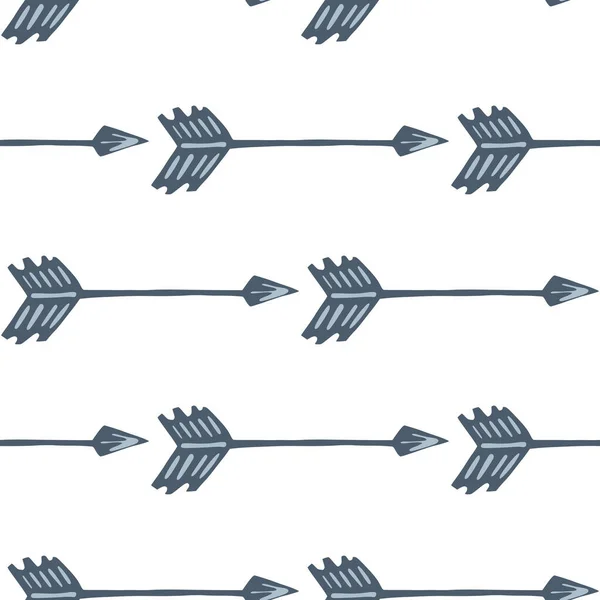 Flechas Azules Patrón Sin Costuras Sobre Fondo Blanco Estilo Doodle — Vector de stock